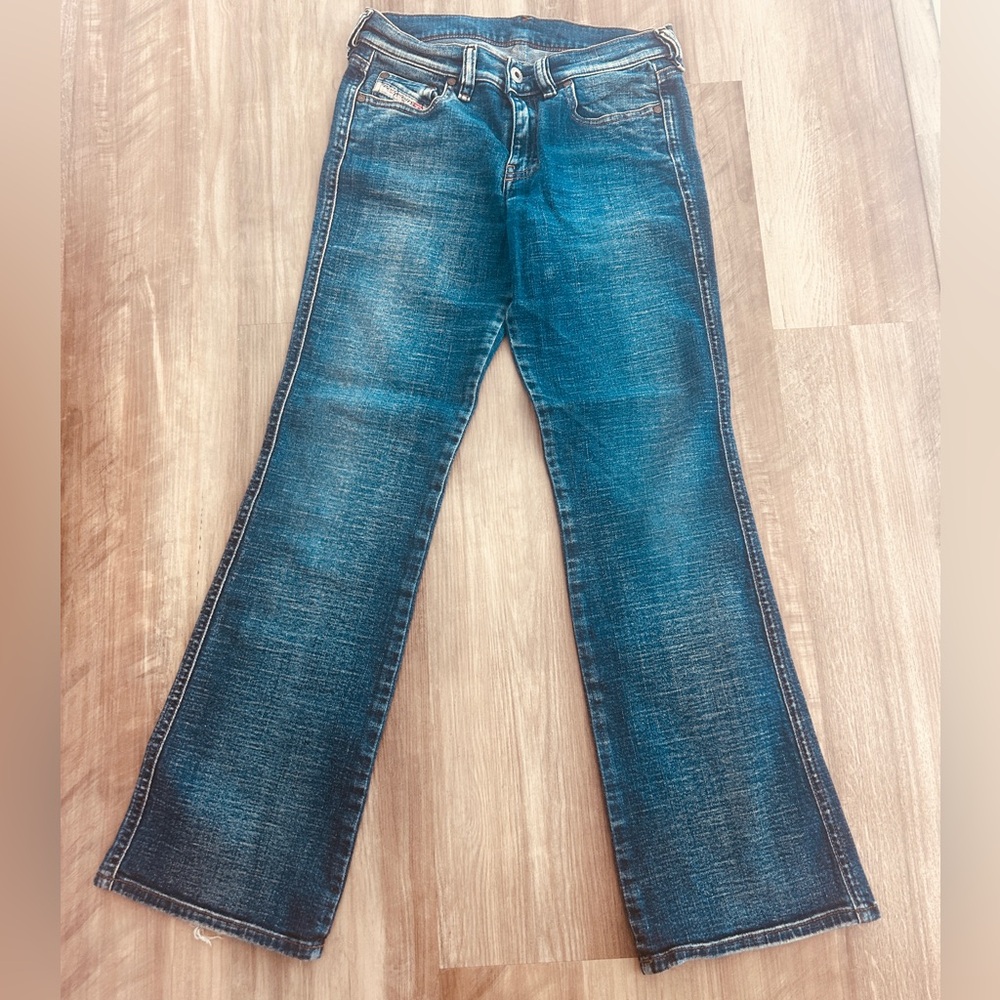 Vintage Diesel Y2K Women’s Dark Blue Flared Jeans - 27